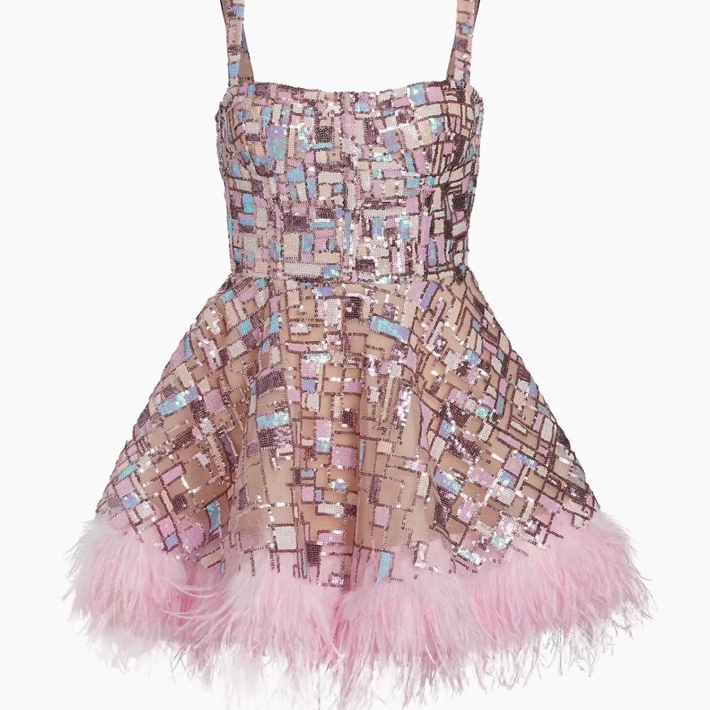 Bronx and Banco mini sequin and feather dress